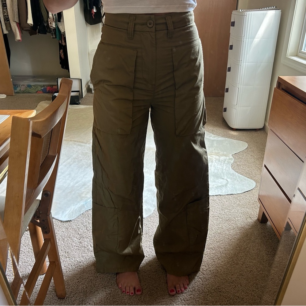 H&M army green wide leg cargo-ish pants size 25